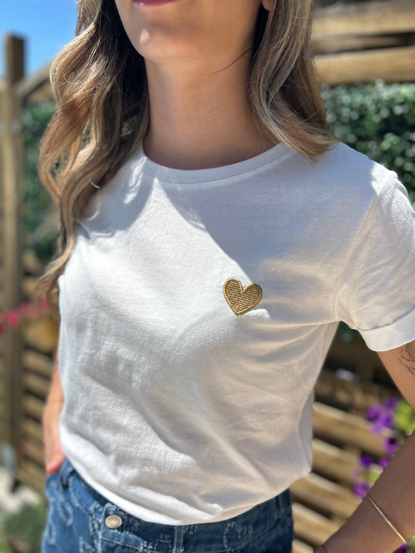 T-shirt cœur doré